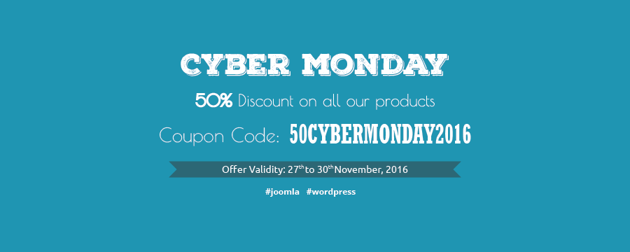 50% Discount on Cyber Monday on All Products banner