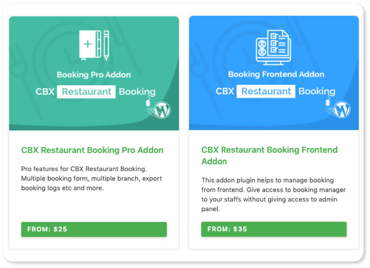 CBX Restaurant Booking - Addon Supported