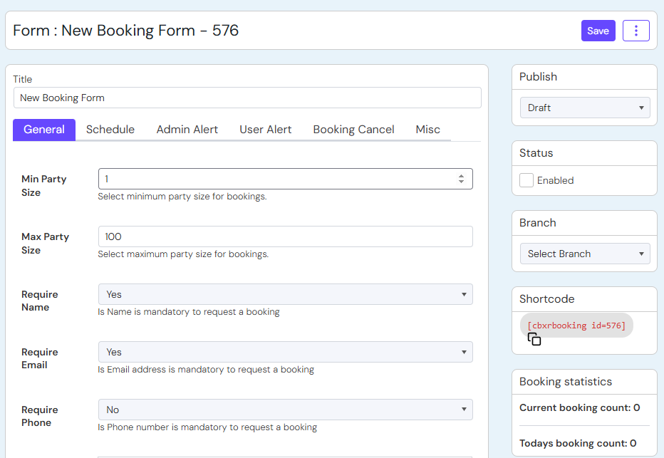 Comfort Restaurant Booking - Multiple Booking Forms