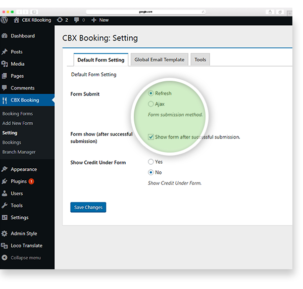 CBX Restaurant Booking - Global Settings