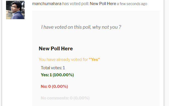 Poll display in buddypress stream