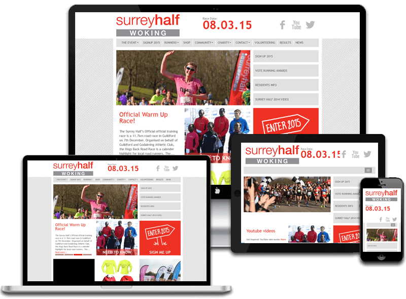 Surrey Half Marathon, UK portfolio for different devices
