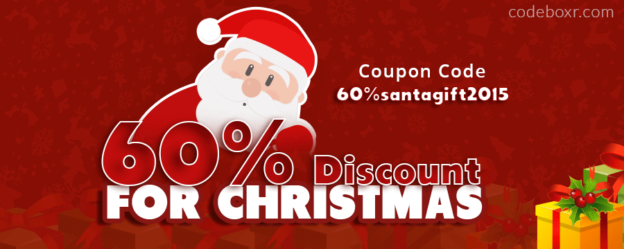 Merry Christmas 2015 60% Gift Coupon for Total Cart Price banner