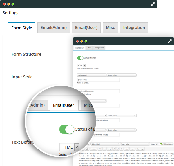 CBX Forms - Individual form settings
