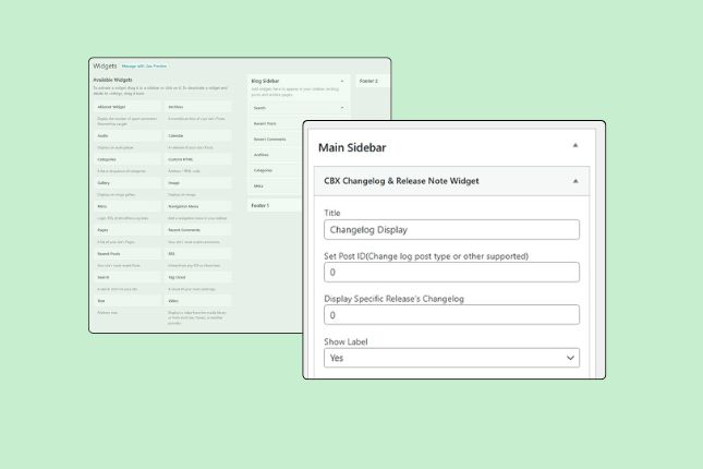 CBX Changelog for WordPress - Widgets Available